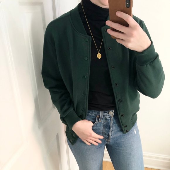 American Apparel Jackets & Blazers - American Apparel Flex Fleece Bomber Jacket Green